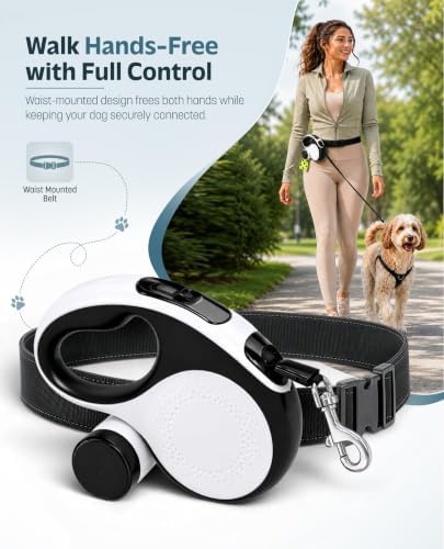 Hands-Free Retractable Dog Leash with Waist Belt, 16FT Extendable Strap - Image 2