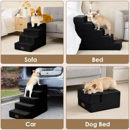 EHEYCIGA Dog Stairs 13.5" H, 3-Step Extra Wide Dog Steps, Black - Image 7
