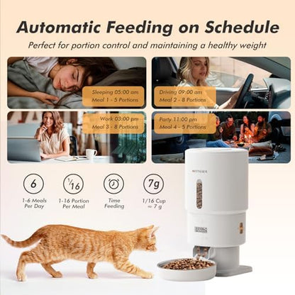 Automatic Cat Feeder - 5L Anti-Clog Cat Food Dispenser Keeps 2-15mm Dry Food Fresh, 10s Voice, 1-6 Meals/Day, Programmable Portions, 180-Day Battery Life, Easy to Clean Auto Pet Feeder for Small Dog - Image 4