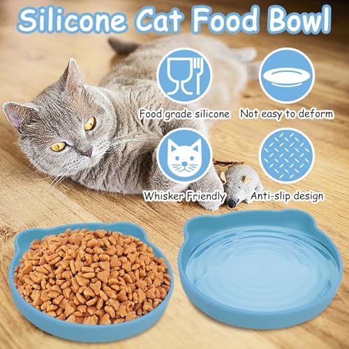Silicone Cat Bowl with Suction Cup 7in Shallow Dog Food Dishes - Image 3