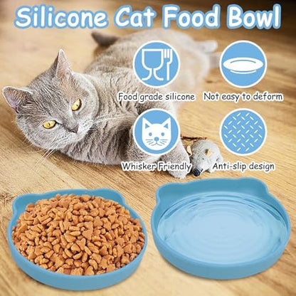 Silicone Cat Bowl with Suction Cup 7in Shallow Dog Food Dishes - Image 3