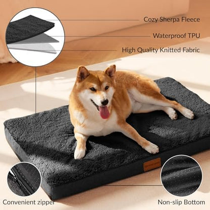 Patas Lague Orthopedic Medium Dog Bed Washable Pet Sofa Mat 30''X20''Black - Image 3