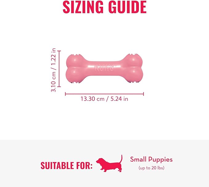 KONG Puppy Goodie Bone - Stuffable Natural Rubber Chew Toy for Small Dogs & Teething Puppies - Pink