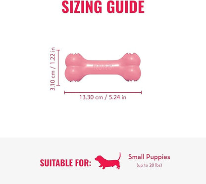 KONG Puppy Goodie Bone - Stuffable Natural Rubber Chew Toy for Small Dogs & Teething Puppies - Pink