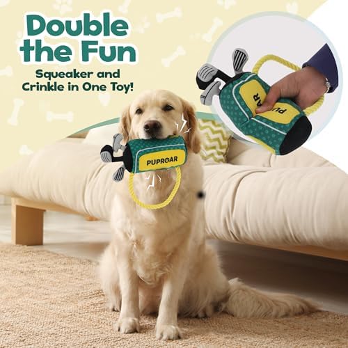PUPROAR Golf Dog Toy, Dog Birthday Gift, Funny Squeaky Plush Rope Golf Bag Toy for Small, Medium & Large Breeds - Image 3