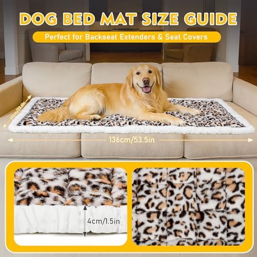 Backseat Dog Bed Mat for Car, Non-Slip Scratch-Resistant Dog Car Seat Cover, Soft Thick Pet Travel Cushion, Washable Back Seat Protector Blanket for Cars SUVs Trucks, 53 x 24 Inches - Image 2