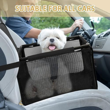 Dog Car Seat Foldable Dog Car Booster Seat Waterproof Breathable Oxford Travel Bag for Small to Medium Dogs, Puppies, and Pets-Pure Black-Upgrade - Image 6