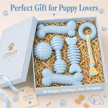 Puppy Toys, 6 Pack Dog Chew Toys for Puppy, Cute Blue Small Dog Toys, Teething Toys for Puppies, Soft Durable Interactive Chew Toy for Small Dogs - Image 7