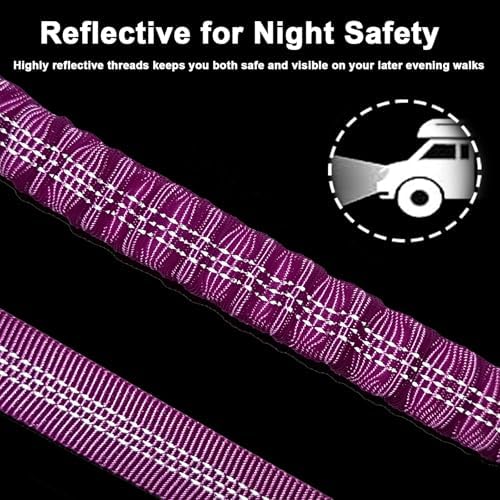 5FT Bungee Dog Leash with 2 Handles, Reflective Nylon Traffic Leash - Image 4