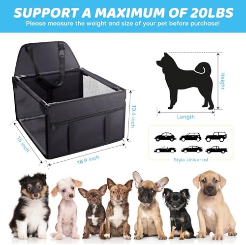 GENORTH Dog Car Seats for Small and Medium Dogs,Portable Puppy/Pet Car Booster Seat with Clip-On Leash and Mesh Window for Pet Up to 20 lbs - Image 7