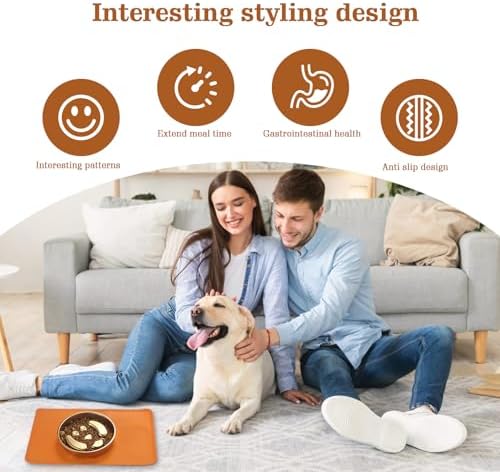 Golden Stainless Steel Slow Feeder Dog Bowls – Non-Slip Metal Dog Bowl for Large & Medium Breeds, Puppy Puzzle Feeder – 2 Cup for Small to Big Pets – Durable Slow Feed Dog & Cat Food Dish with Mat - Image 7