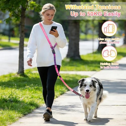 Philorn Hands Free Dog Leash, Crossbody Dog Leash, 6.9-8.9 Ft Multifunctional Waist Walking Belt with Car Safety Buckle for Large and Medium Dogs Jogging,Running,Training (Pinkish-Purple, 25-120 lbs) - Image 7