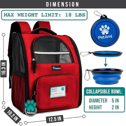 PetAmi Dog Backpack Carrier Airline Approved Cat Pet Puppy Bag, Red - Image 2