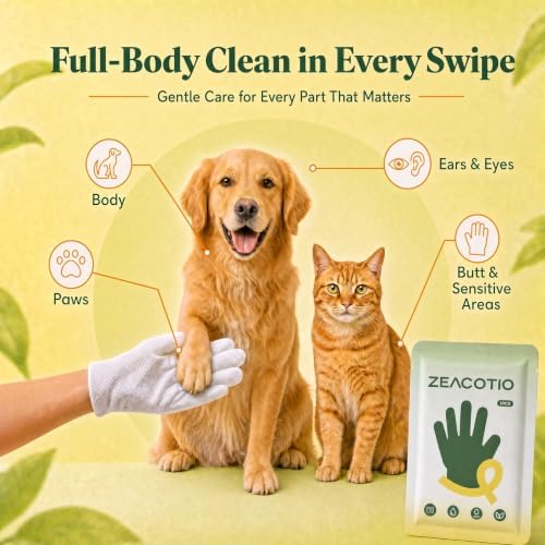 ZeaCotio Pet Wipes for Dogs and Cats, Gentle Grooming Wipes for Paws, Butt, Face and Coat, Deodorizing Dog Wipes for Daily Cleaning, Unscented Cat Wipes for Sensitive Skin - Image 4