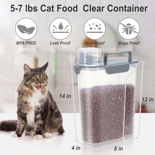 Dog Cat Food Storage Container with Cup (Dark Gray, 5L) - Image 3