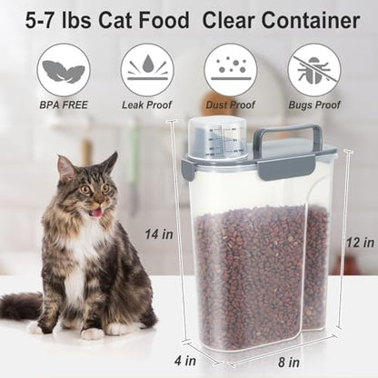 Dog Cat Food Storage Container with Cup (Dark Gray, 5L) - Image 3