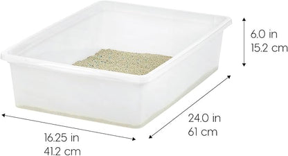 IRIS USA Large Open Top Cat Litter Box, Kitty Litter Pan, Pearl