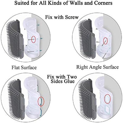 Kingtree Cat Wall Scratcher Self Groomer with Catnip, 2PCS Softer Cat Corner Brush Face Scratchers, Wall Corner Groomer Self Grooming Massage Combs for Long & Short Fur Cats - Image 6