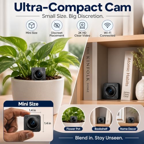 Mini WiFi Camera Nanny Cam with Free Cloud Storage, Small Cameras Wireless for Home Security, WiFi/Offline Recording, Live View, Motion Detection & Night Vision for Car, Pets & Baby - Image 2