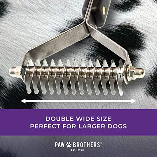 RYAN'S PET SUPPLIES Paw Brothers 13-Blade Coarse Double Wide Dematting Undercoat Rake for Dogs and Cats, Professional Grade, Dog Shedding Brush, Stainless Steel Blades, Rounded Gentle Teeth - Image 5