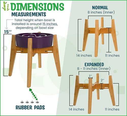 Dog Bowl Stand for Large Dogs - Adjustable, Bamboo - Image 5