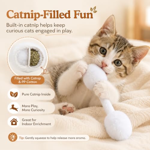 6-Inch Swab Catnip Toys, 6-Pack, No-Glue Fully Stitched Plush Kicker Toys, One-Piece Polyester Outer with PP Cotton Filling for Indoor Cats - Image 4