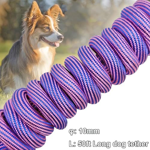 BTINESFUL 8/12/20/30/50/75ft Dog Tie-Out Long Tether Rope Dog Lead for Yard - Image 3