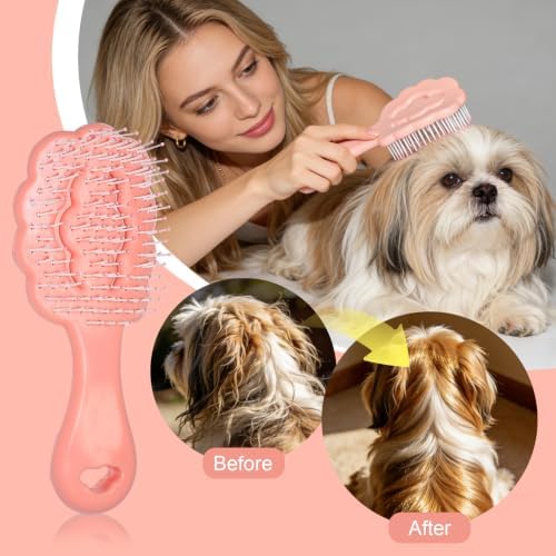 Cloud Shape Small Dog Grooming Brush (Pink) - Image 5