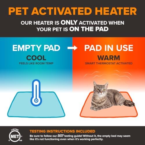 K&H Heated Cat Bed, Thermo-Kitty Mat Indoor, Safety Listed, 6W, Sage/Tan - Image 4