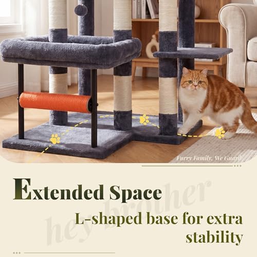 Hey-brother Cat Tree Tower with Stable L-Shaped Widen Base, Condo, MPJ086G - Image 2