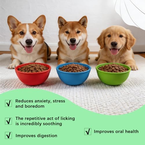4 Pcs Dog Lick Bowl Wobble Silicone Dog Slow Feeder Bowl Lick Mat Interactive Toy Enrichment Feeder for Cat Pet Oral Health for Boredom Anxiety Relief, Calming, 4 Colors - Image 6