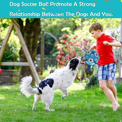 Dog Soccer Ball, Interactive Toys for Tug of War, Puppy Birthday Gifts, Tug Toy, Water Toy, Durable Balls for Small & Medium Size(6 inch-Blue) - Image 3