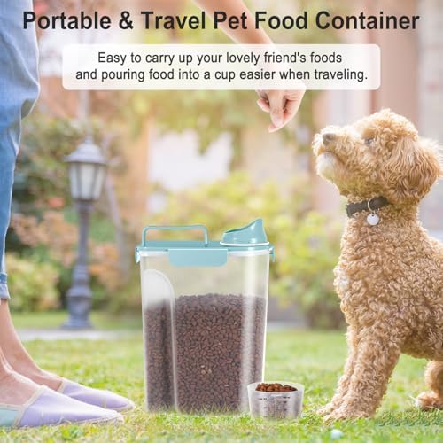 Dog Cat Food Storage Container with Cup (Light Blue, 5L) - Image 6