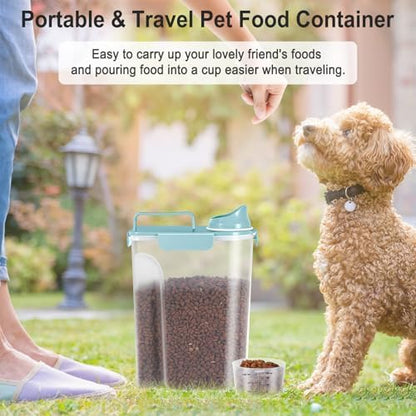 Dog Cat Food Storage Container with Cup (Light Blue, 5L) - Image 6