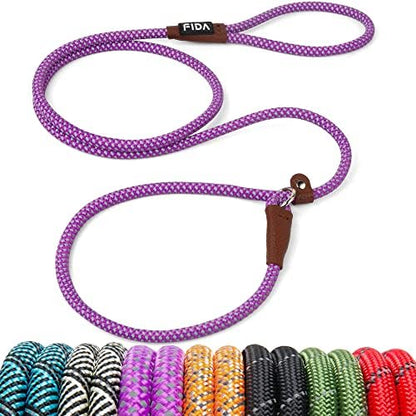 Fida Durable Slip Lead Dog Leash, 6 FT x 3/8" Dog Training Leash, Purple by Fida