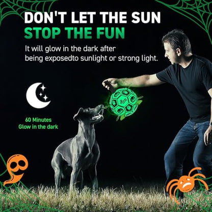 QDAN Glow in The Dark Halloween Dog Toys,Dog Balls with Straps - Image 4