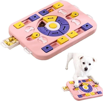 Interactive Dog Puzzle Toy & Slow Feeder, Enrichment Toy for IQ Training and Brain Stimulation, Mentally Stimulating Gift for Large, Medium, and Small Dogs (Pink)