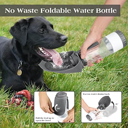 TIOVERY Upgraded Dog Water Bottle, Portable Dog Cat Puppy Pet Water Dispenser Feeder with Drinking Cup and Food Container Leak Proof for Outdoor Walking, Travel, Hiking 12OZ Grey - Image 5