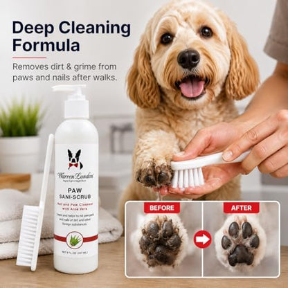 Warren London Paw Scrub – Deep Cleaning Paw & Nail Cleanser with Aloe Vera – Removes Dirt & Grime – Includes Scrub Brush – Made in USA - 8 oz - Image 2
