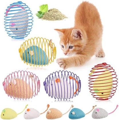 Jecery 5 Pcs Cat Toys Spring,Catnip Rats,Soft Color by Jecery