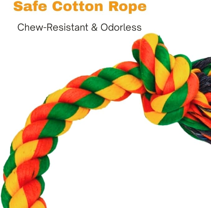 Durable Rope Toy for Medium-Large Dogs, Indestructible Chew & Tug Toy for Powerful Chewers, Teeth-Cleaning Cotton Rope(Figure-8 Rope)