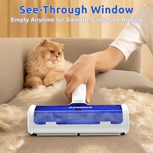 ACE2ACE Pet Hair Remover, Reusable Lint Roller with Translucent Bin, Blue - Image 2
