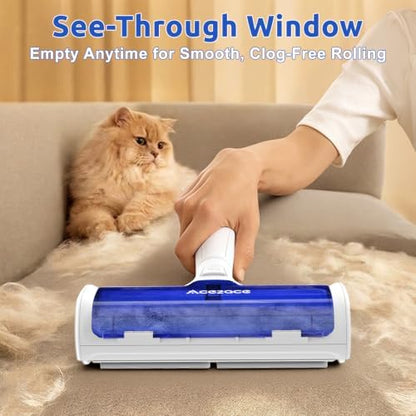 ACE2ACE Pet Hair Remover, Reusable Lint Roller with Translucent Bin, Blue - Image 2