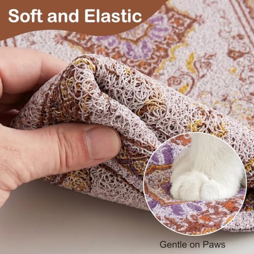 Glittme Cat Litter Mat with Non-Slip Bottom Litter Box Mat 40"X30" Litter Trapping Mat Easy to Clean Washable Cat Food Mat for Kitty,XL - Image 4
