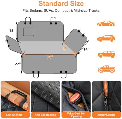 URPOWER Dog Car Seat Cover for Back Seat, Waterproof Hammock for Car & SUV - Image 5