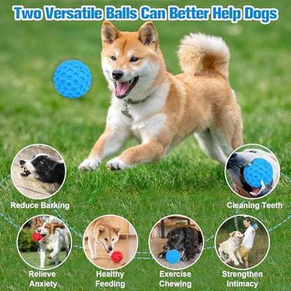 2 Pack Dog Toy Balls for Aggressive Chewers, Treat Ball and Squeaky Ball - Image 6