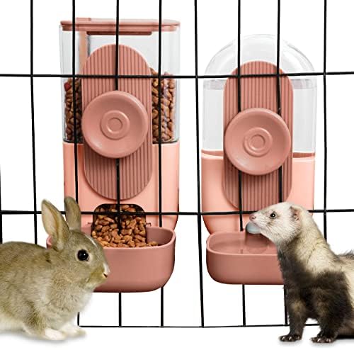 Rabbit Feeder, Bunny Water Bottle Dispenser, Pet Ferret Cage Food Bowl by lemtrflo