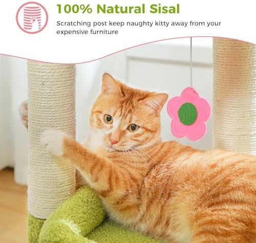 PEQULTI Small Cat Tree Tower for Indoor Cats, Sisal Post & Cozy Condo, Pink - Image 6