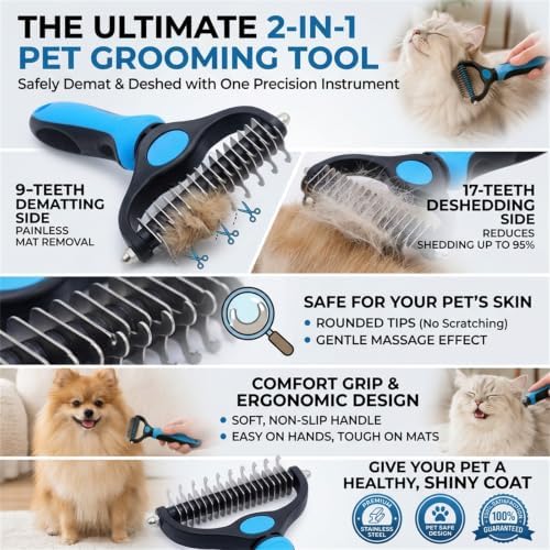 Pet Pro 2-in-1 Double-Sided Pet Grooming Tool, Pet Hair Remover - Image 2
