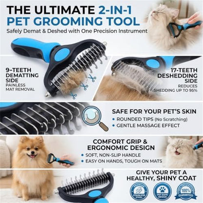 Pet Pro 2-in-1 Double-Sided Pet Grooming Tool, Pet Hair Remover - Image 2